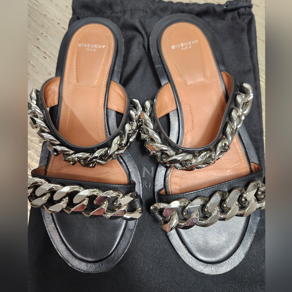 Givenchy Black and Silver Chain Sandals - Picture 3 of 11